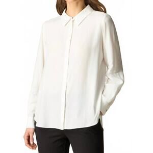 NEW OLTRE long sleeve button down blouse in white